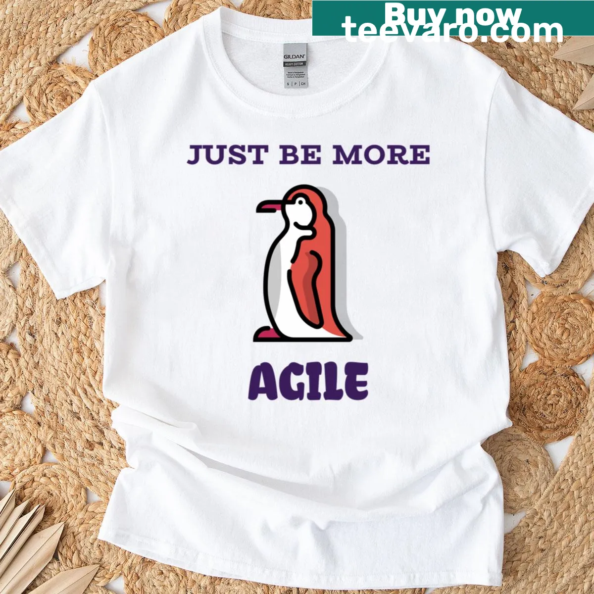 T-shirt with the phrase Just Be More Agile in humorous typography — on a men's t-shirt