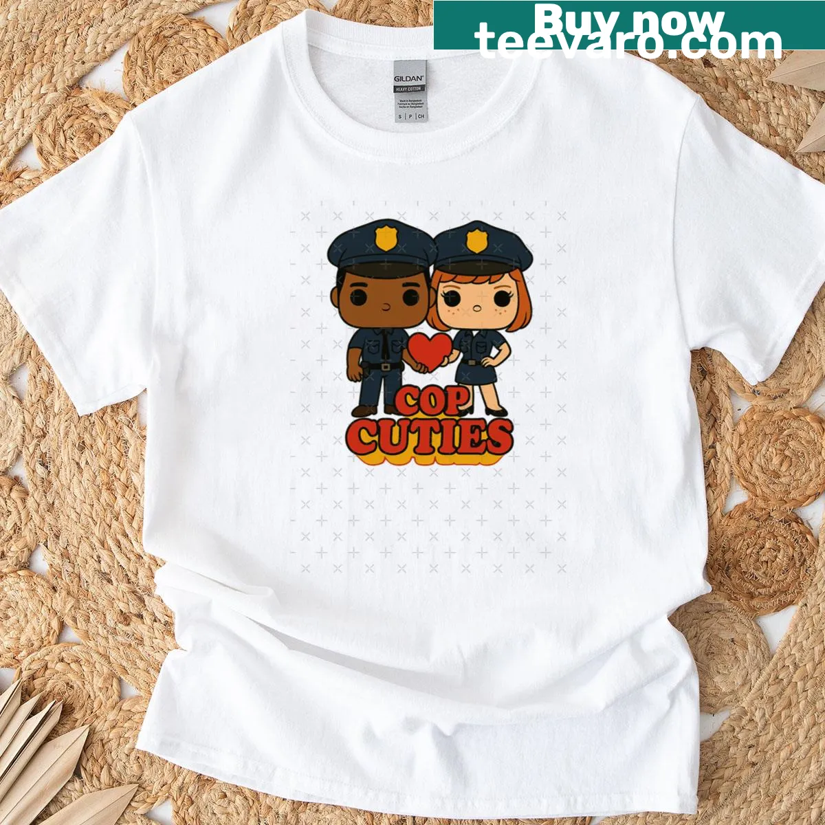 Cute Kawaii Cop Cuties T-shirt with affirmations and illustrations — on a men's t-shirt