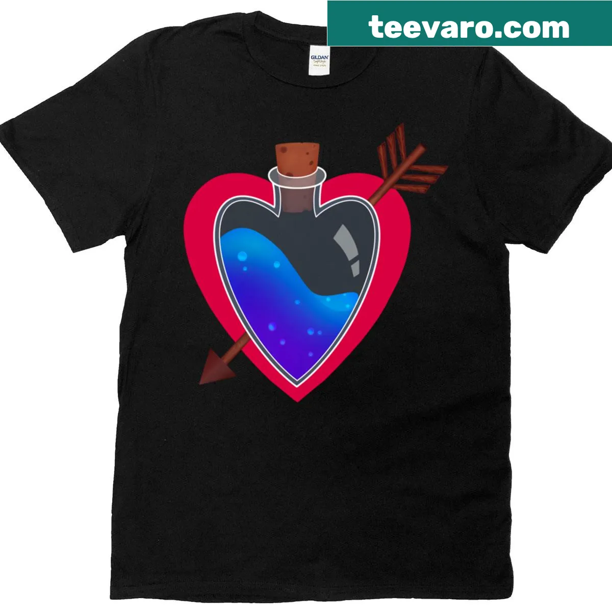 Retro design inspired by love potions and fantasy themes — on a men's t-shirt