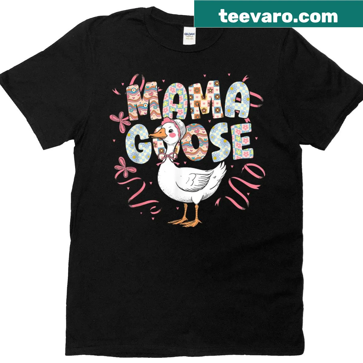 Cute Mama Goose t-shirt with retro design for Mother's Day — on a men's t-shirt