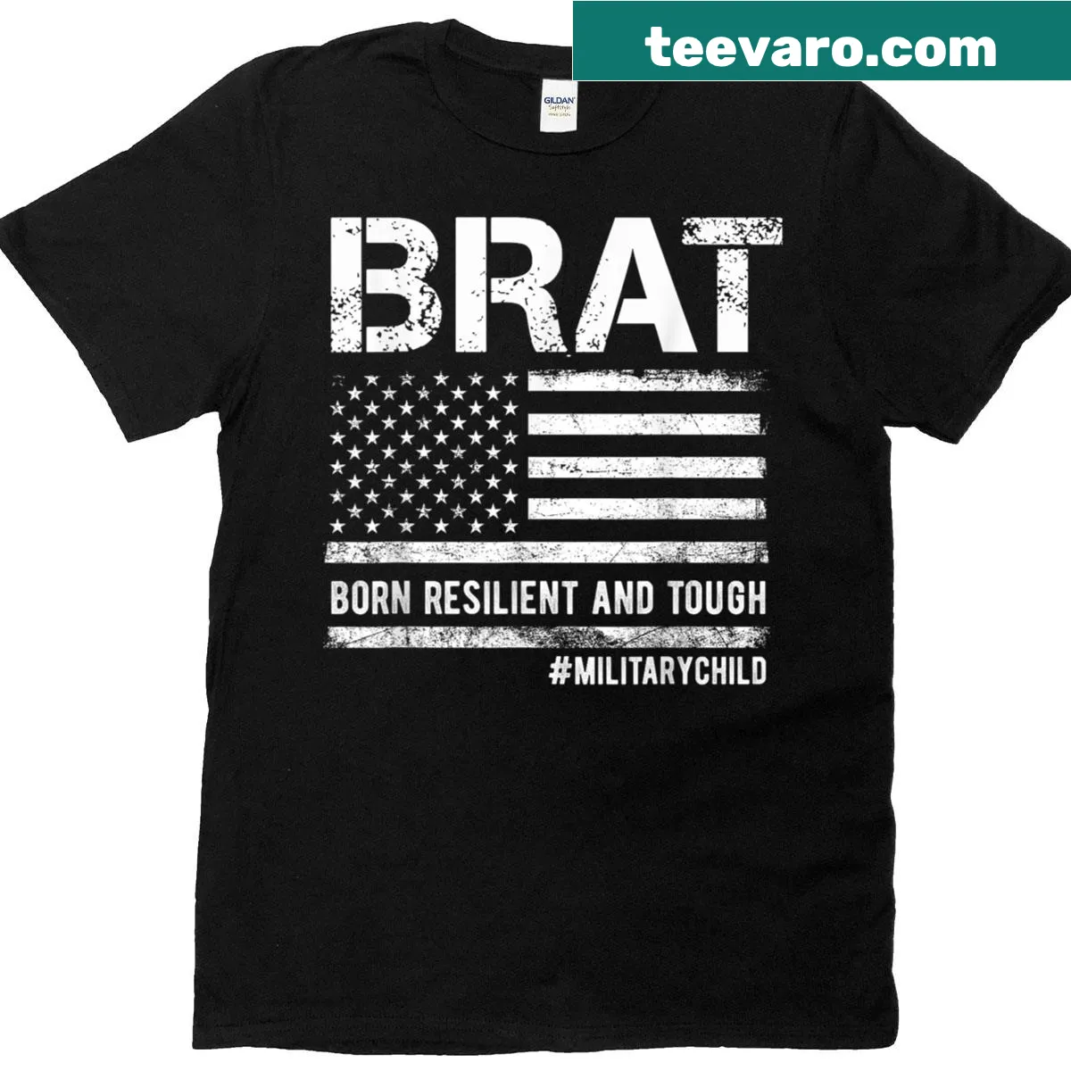 T-shirt celebrating military children with the phrase 'Born Resilient and Tough.' — on a men's t-shirt