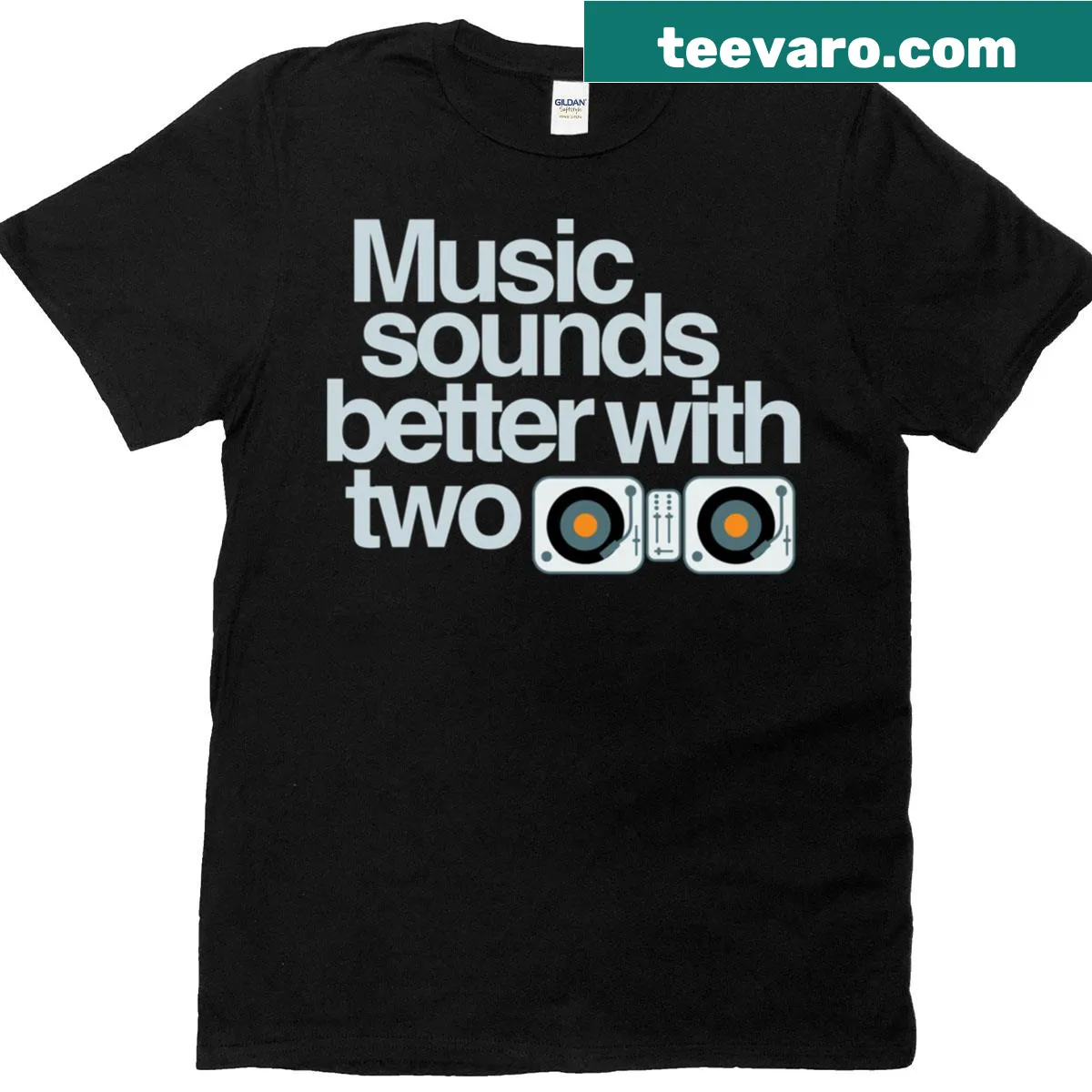 Classic T-shirt with the phrase "Music Sounds Better With Two" — on a men's t-shirt