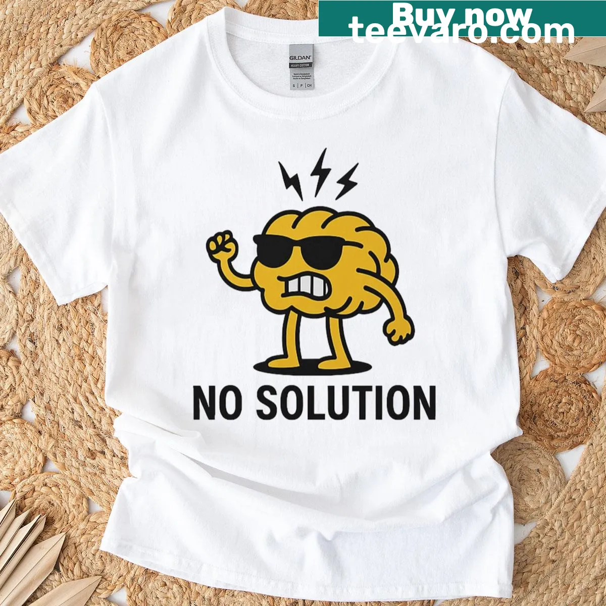 Thought-provoking graphic t-shirt with 'No Solution' phrase — on a men's t-shirt