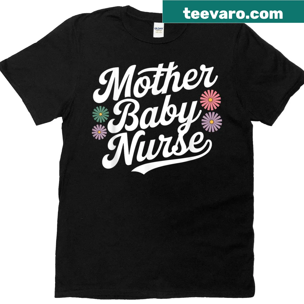 Floral design T-shirt celebrating nurses and motherhood — on a men's t-shirt
