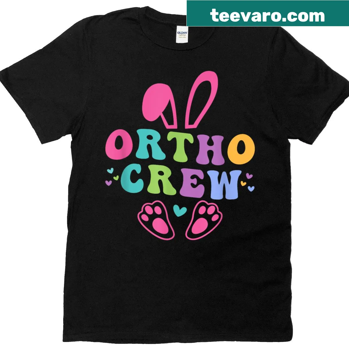 Cute Easter bunny t-shirt for orthopedic nurses with playful design. — on a men's t-shirt