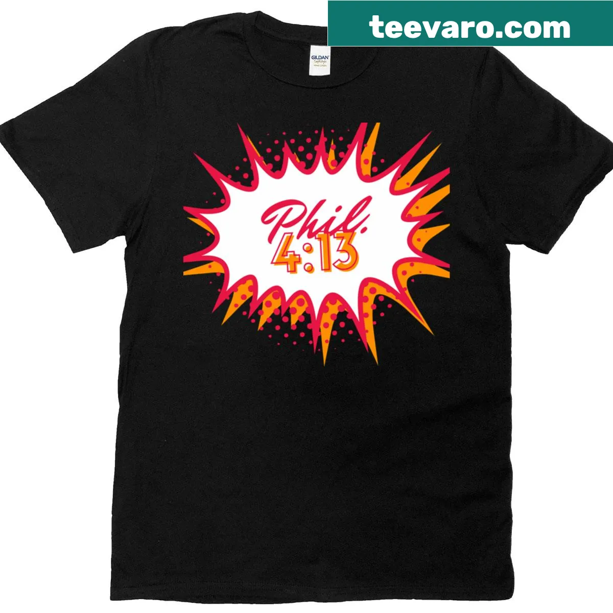 Inspirational T-shirt featuring the quote from Philippians 4:13 — on a men's t-shirt