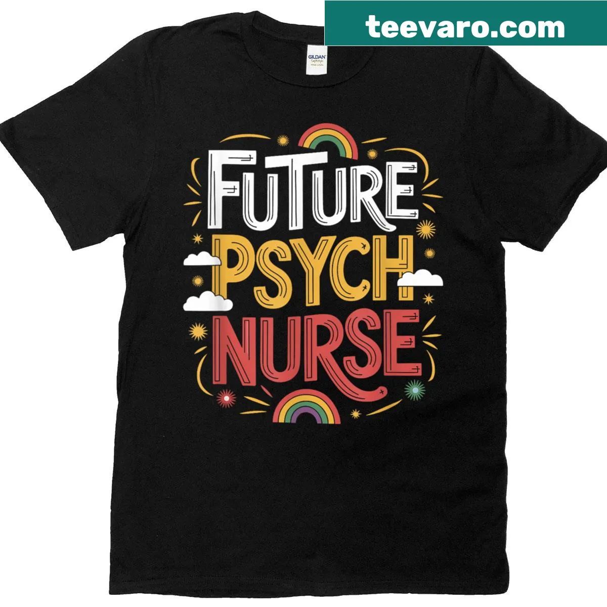 T-shirt with 'PMHNP Psychiatric Nurse' text design for future nurses — on a men's t-shirt