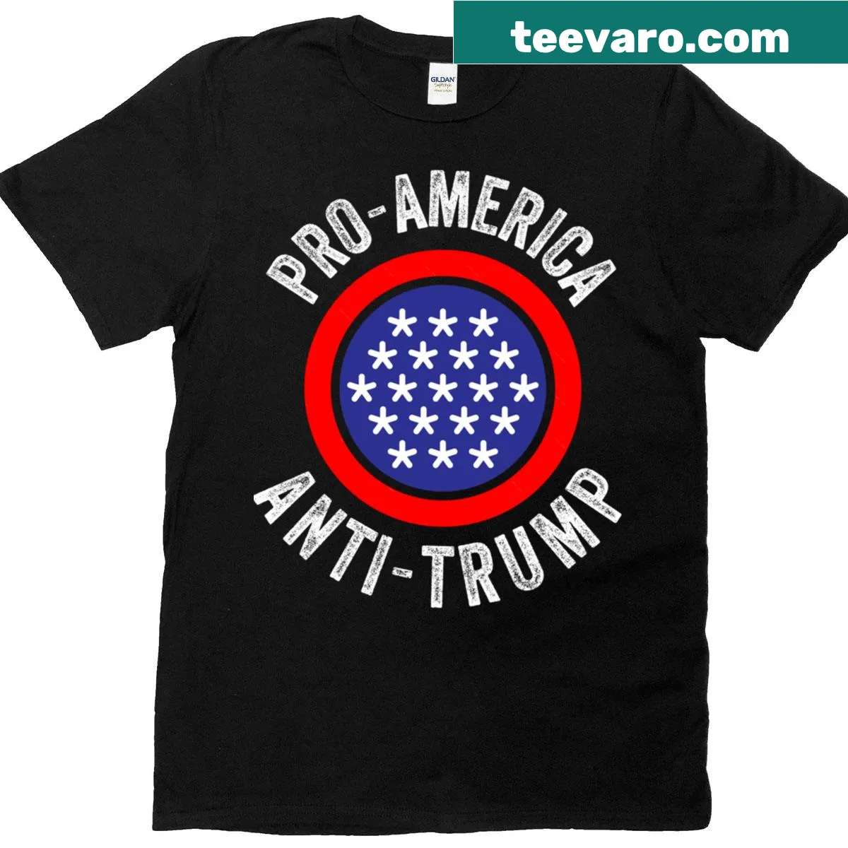 Pro-America graphic with anti-Trump message on classic t-shirt — on a men's t-shirt