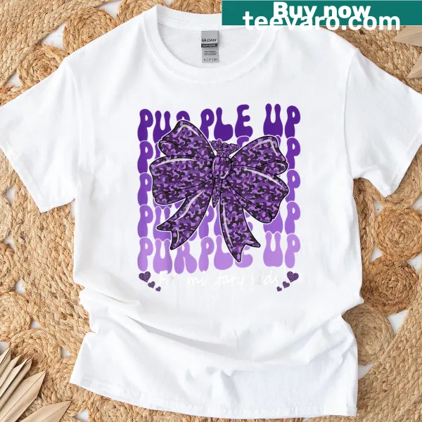 T-shirt with 'Purple Up' graphic for military kids