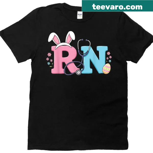 Cute Easter-themed T-shirt with bunny and stethoscope for nurses