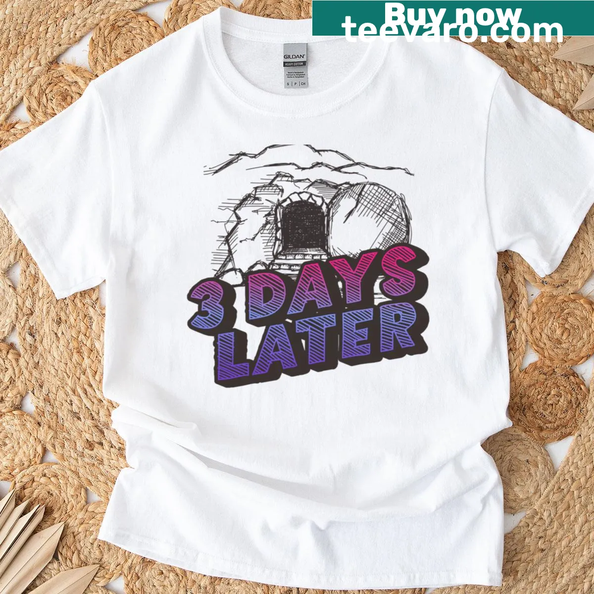 Easter-themed T-shirt with the phrase '3 Days Later' — on a men's t-shirt