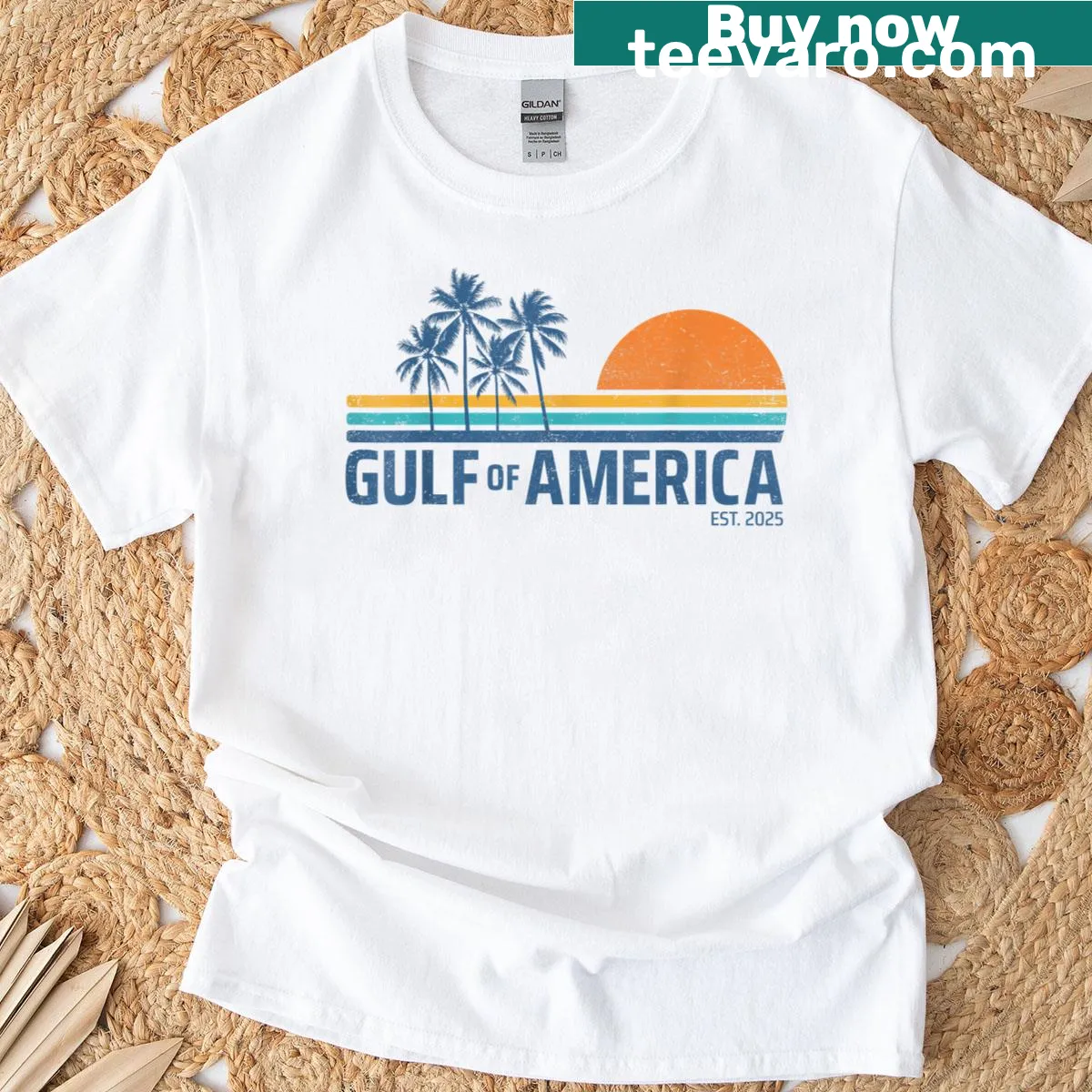 Retro T-shirt featuring a graphic of the Gulf of Mexico — on a men's t-shirt