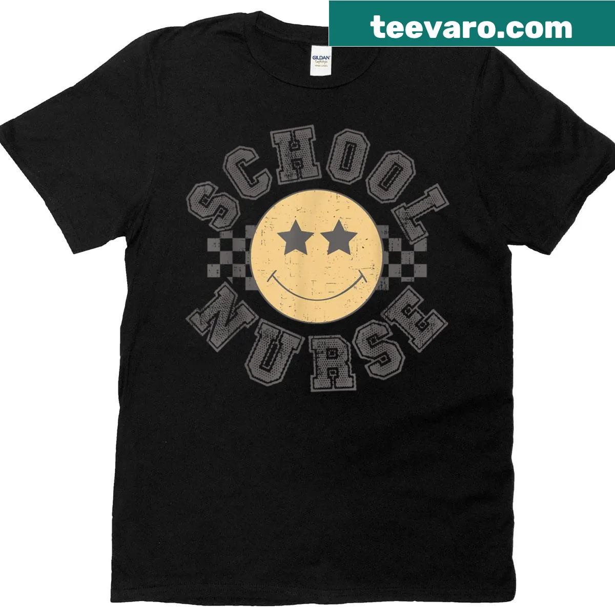 Retro t-shirt for future nurses with playful school nurse graphics. — on a men's t-shirt