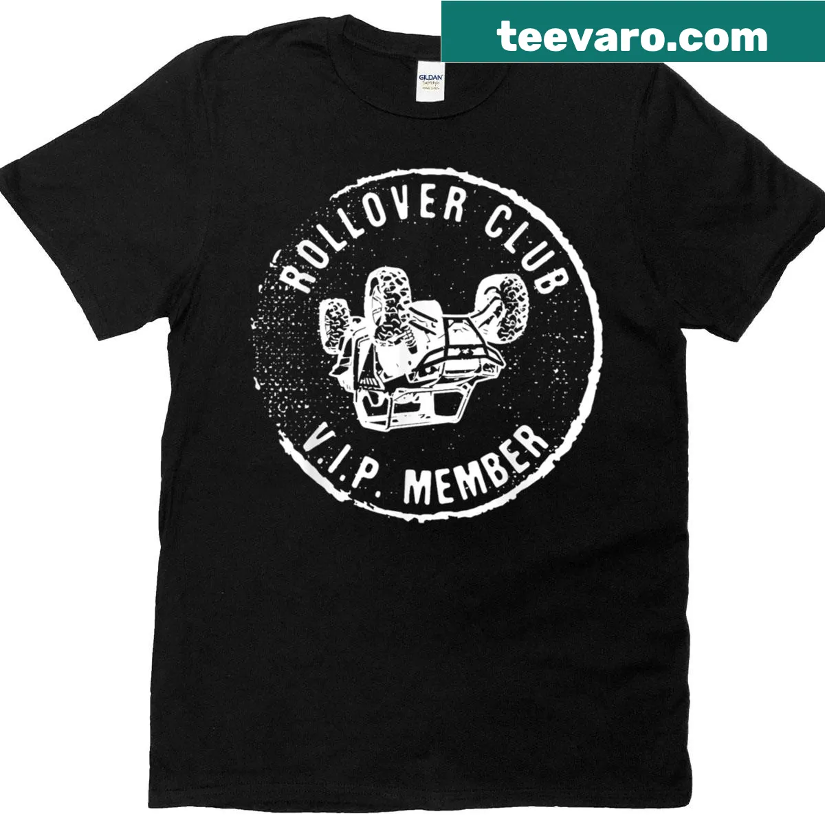 Funny ATV UTV lovers T-shirt with 'Rollovers Club VIP Member' text — on a men's t-shirt