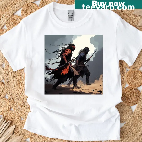 T-shirt featuring samurai warriors depicted in action