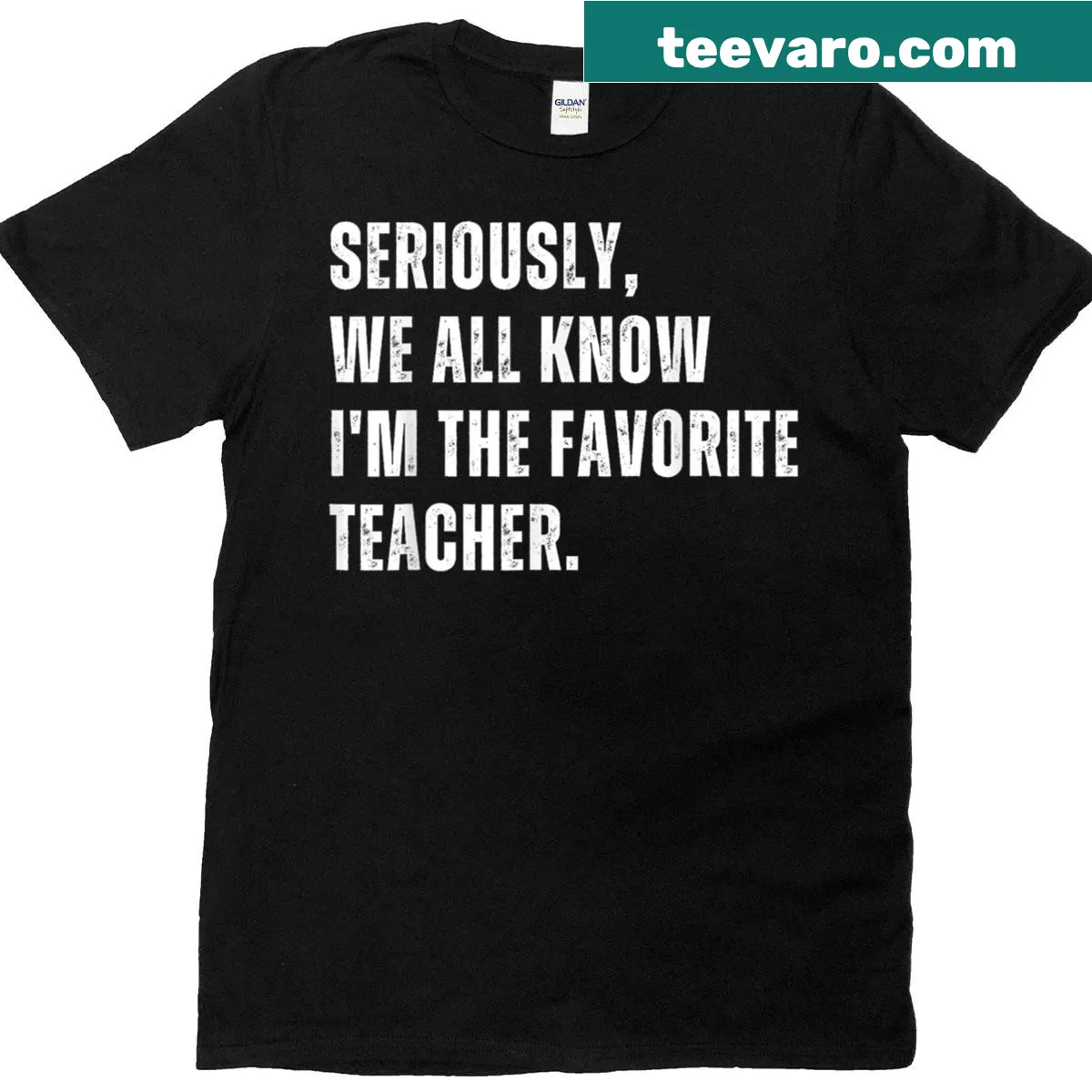 Sarcastic favorite teacher t-shirt with bold typography — on a men's t-shirt