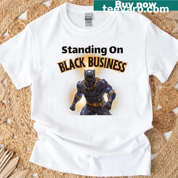 Bold graphic t-shirt celebrating Black business with a proud black man