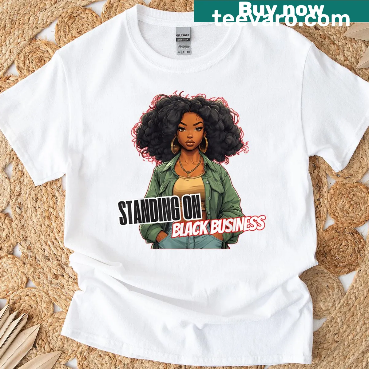 Black Woman black pride t-shirt featuring bold typography — on a men's t-shirt