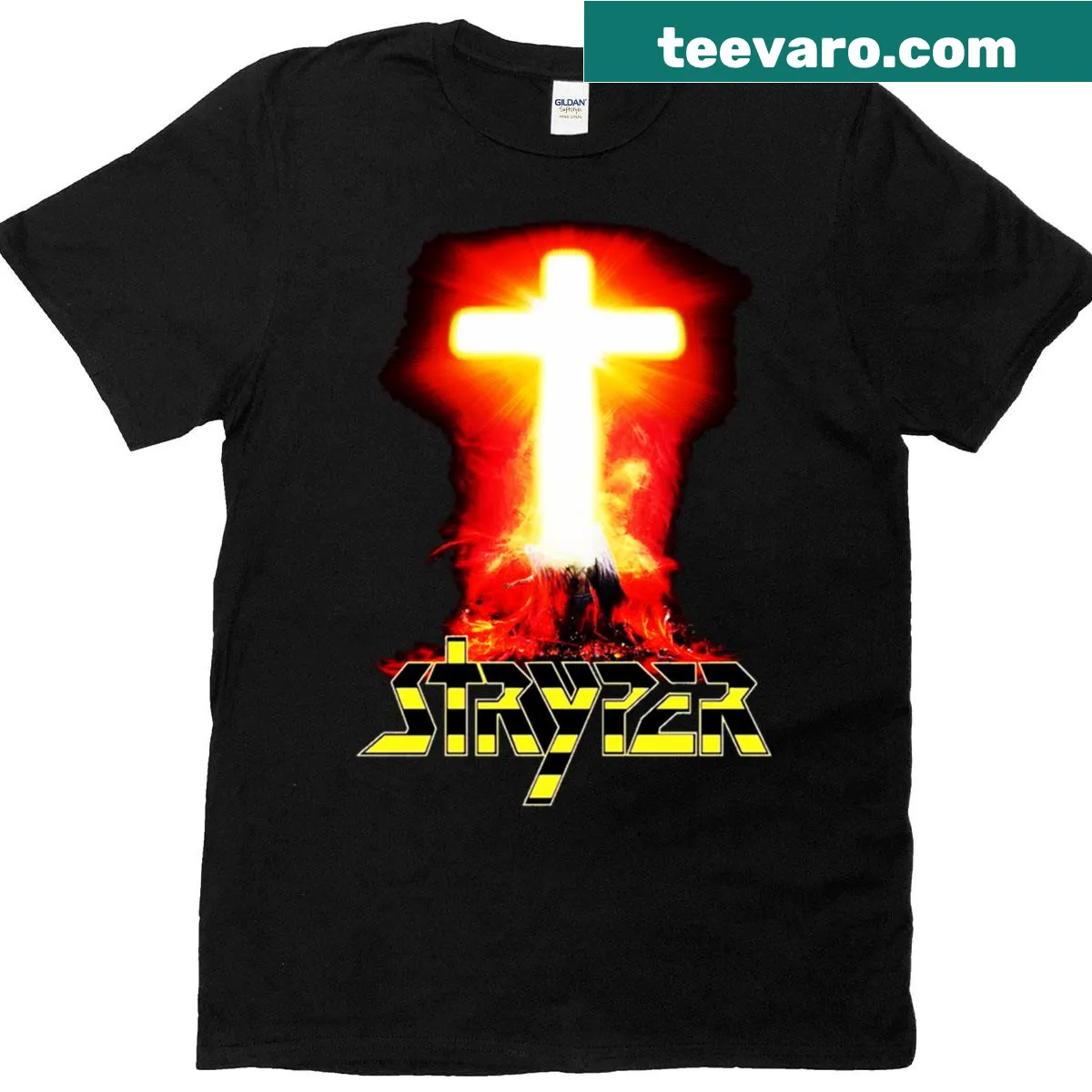 Typographic design featuring Christian rock and stripper theme on t-shirt — on a men's t-shirt