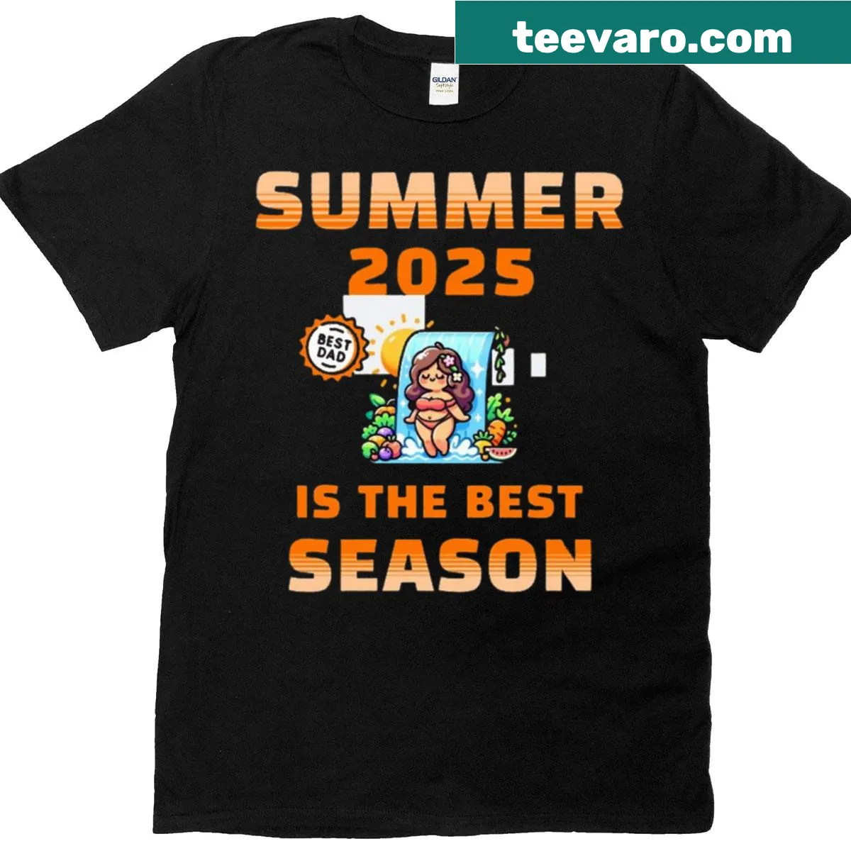 Cheerful summer-themed illustration on classic t-shirt — on a men's t-shirt