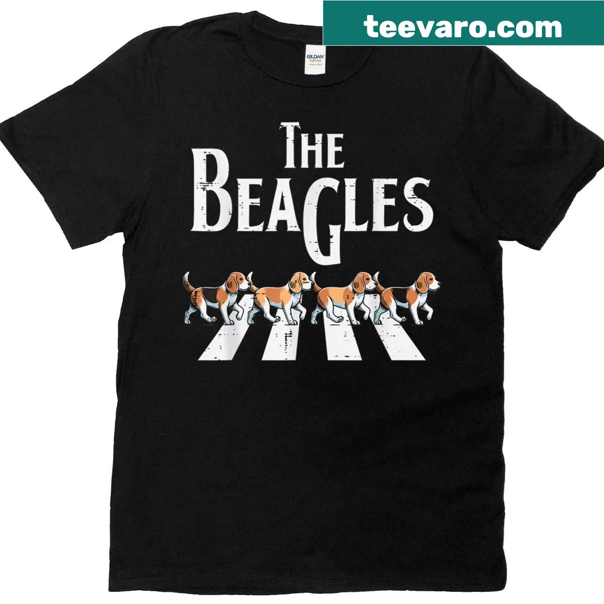 Funny beagle crossing graphic on a T-shirt — on a men's t-shirt