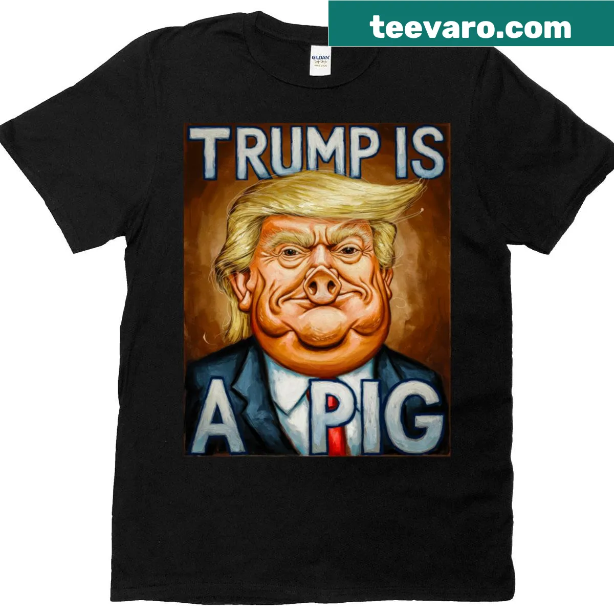 Text-based graphic tee featuring a humorous statement about Trump. — on a men's t-shirt