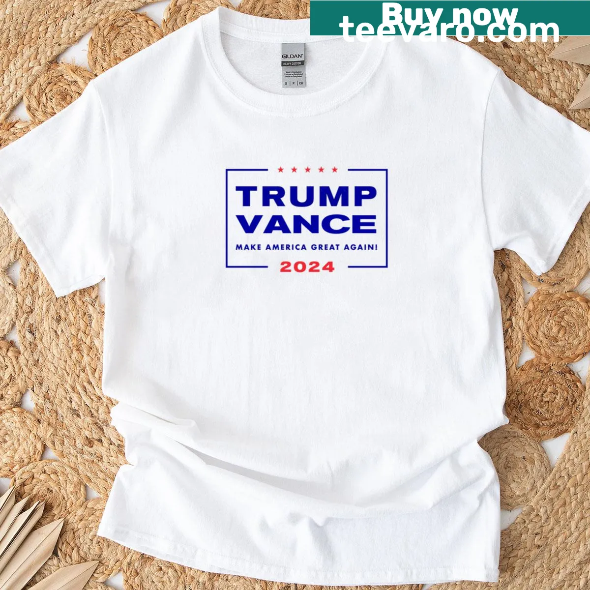 Bold typography promoting Trump and Vance for 2024 on a classic t-shirt — on a men's t-shirt