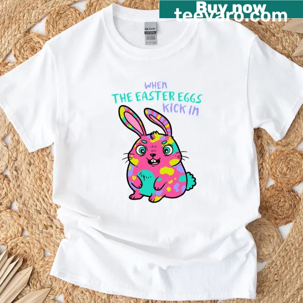 Playful bunny graphic for Easter on a classic T-shirt
