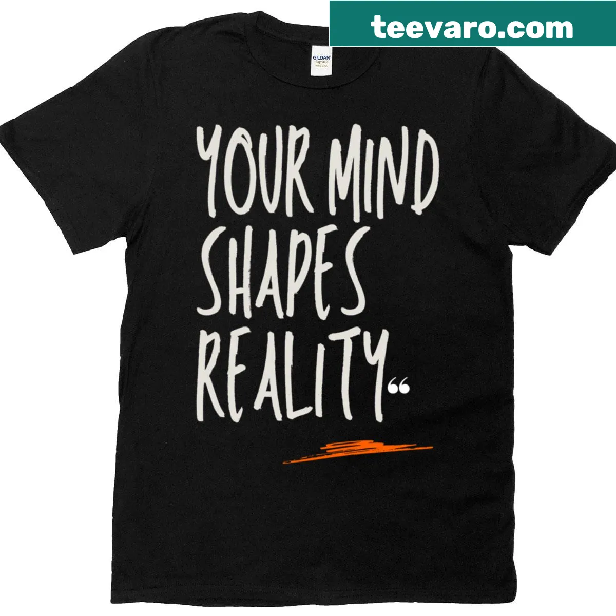 Classic T-shirt featuring 'Your Mind Shapes Reality' text — on a men's t-shirt