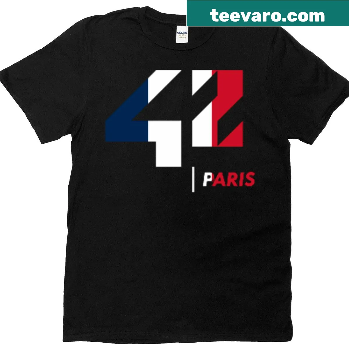 T-shirt featuring the Paris France flag graphic — on a men's t-shirt