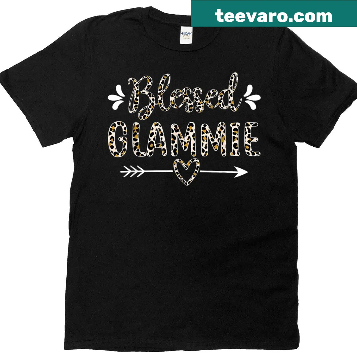 Vintage-style Blessed Glammie Grandma t-shirt with leopard design — on a men's t-shirt