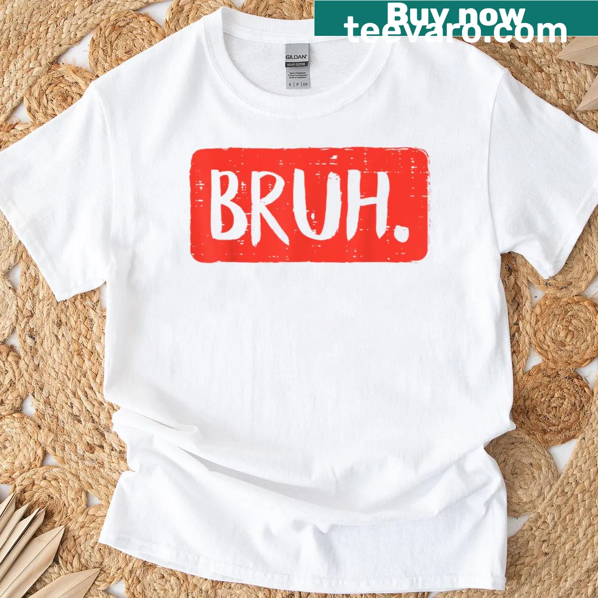 Funny tee with the slang word 'Bruh' in bold letters — on a men's t-shirt