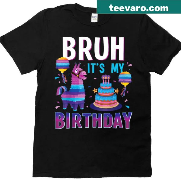 Birthday Llama Piñata t-shirt with fun cartoon design
