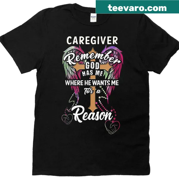 T-shirt featuring a cross with angel wings and uplifting text