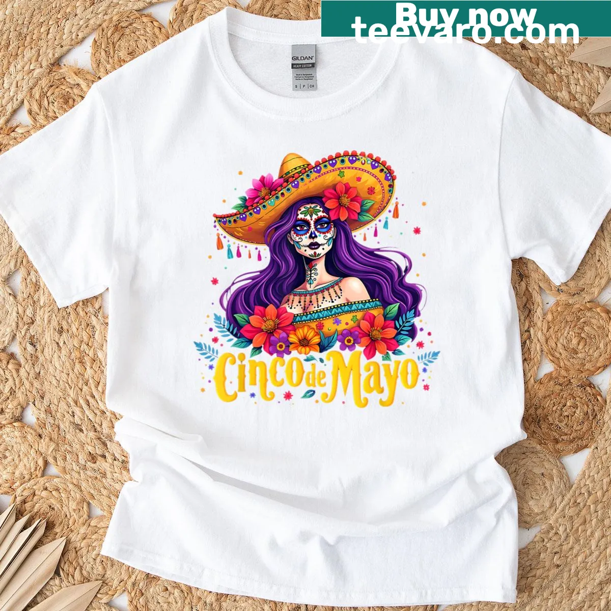 Cinco de Mayo T-shirt designed for women with festive typography — on a men's t-shirt