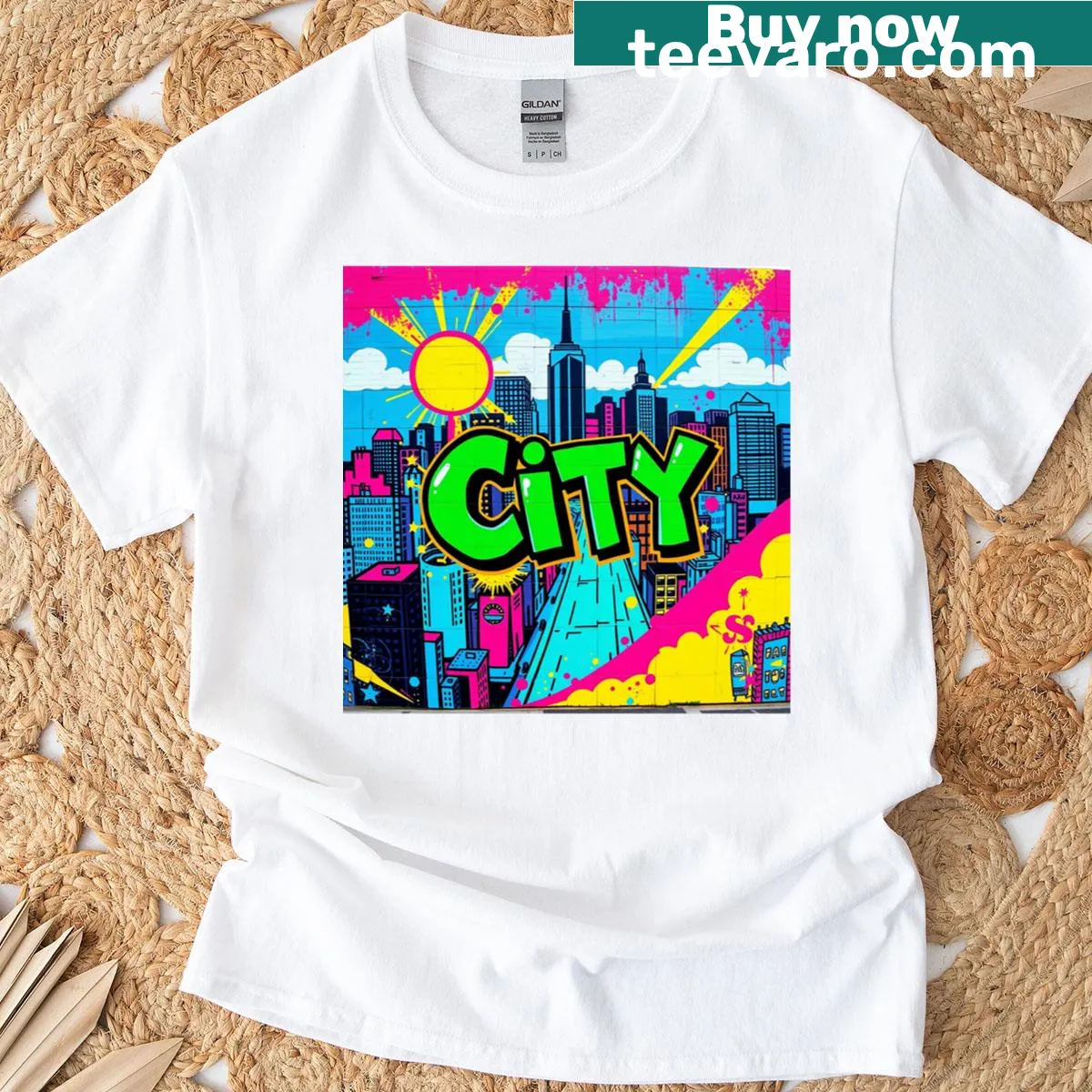 Graffiti-inspired urban art design on a T-shirt — on a men's t-shirt