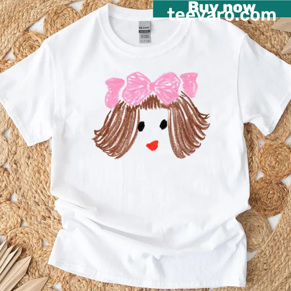 Playful T-shirt featuring a large pink bow graphic