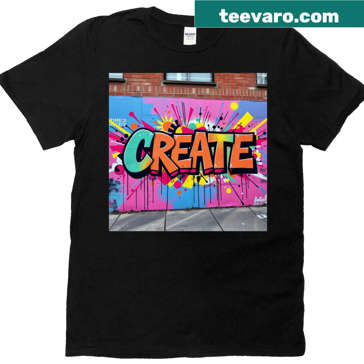 Oversized t-shirt featuring a street art graffiti design — on a men's t-shirt
