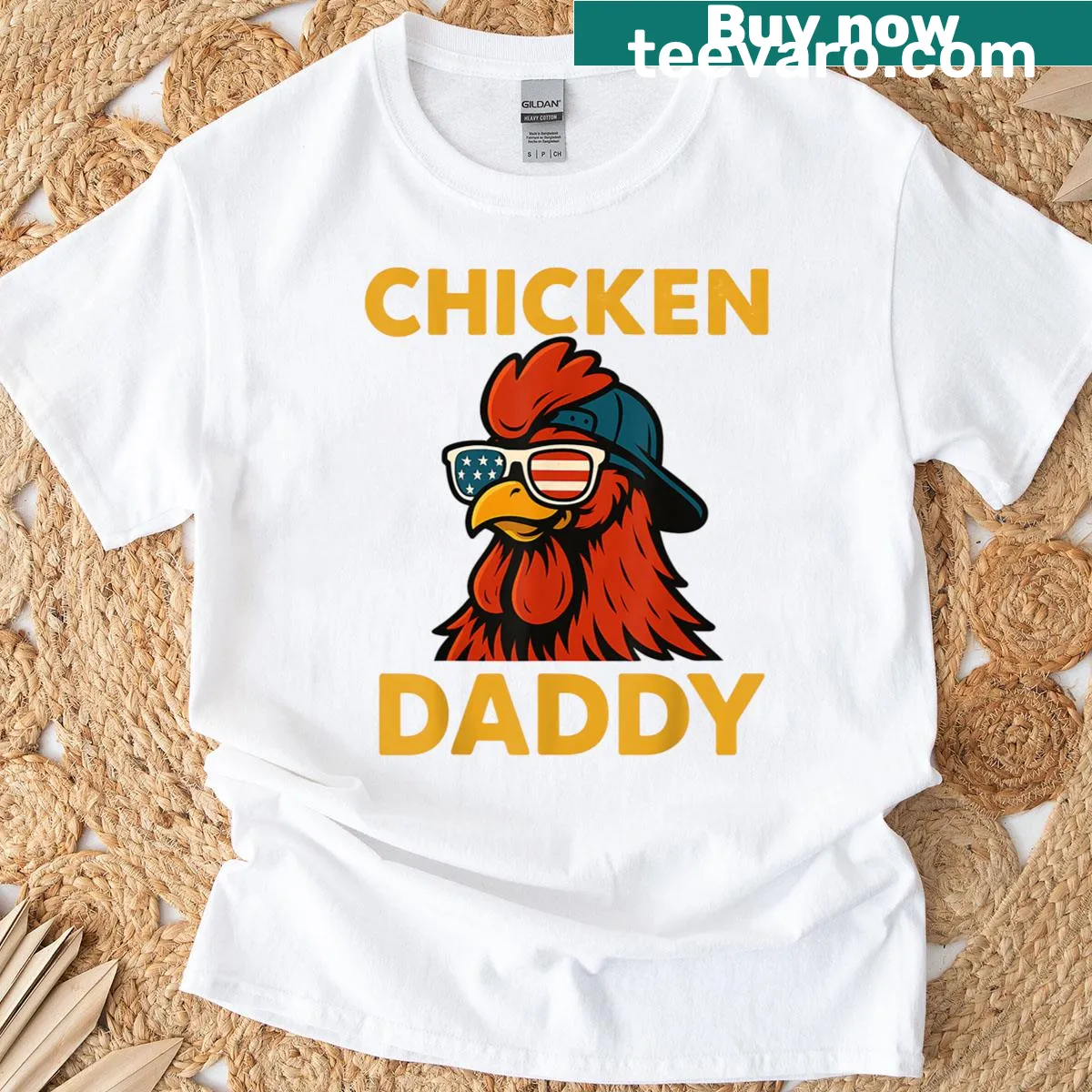 Funny Chicken Dad T-shirt with humorous chicken graphic — on a men's t-shirt
