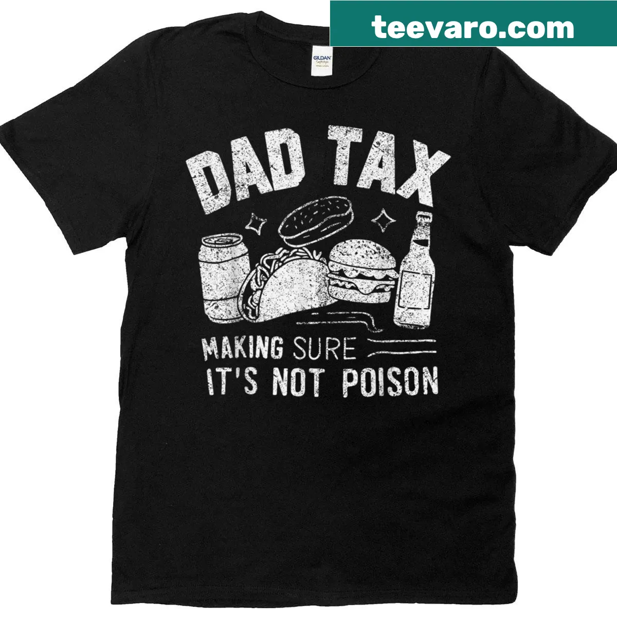 Humorous Dad Tax text graphic for Father's Day — on a men's t-shirt