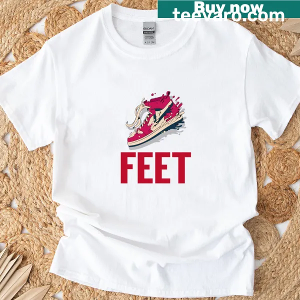 Bold T-shirt featuring a unique graphic centered around feet
