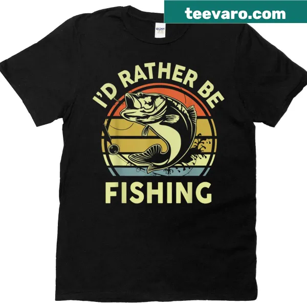 T-shirt stating 'I’d Rather Be Bass Fishing' for fishing enthusiasts.