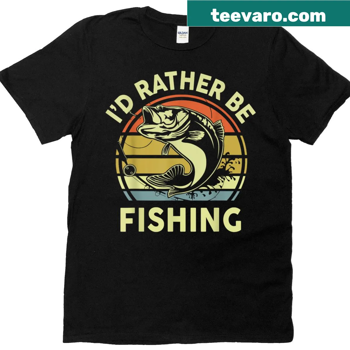 T-shirt stating 'I’d Rather Be Bass Fishing' for fishing enthusiasts. — on a men's t-shirt