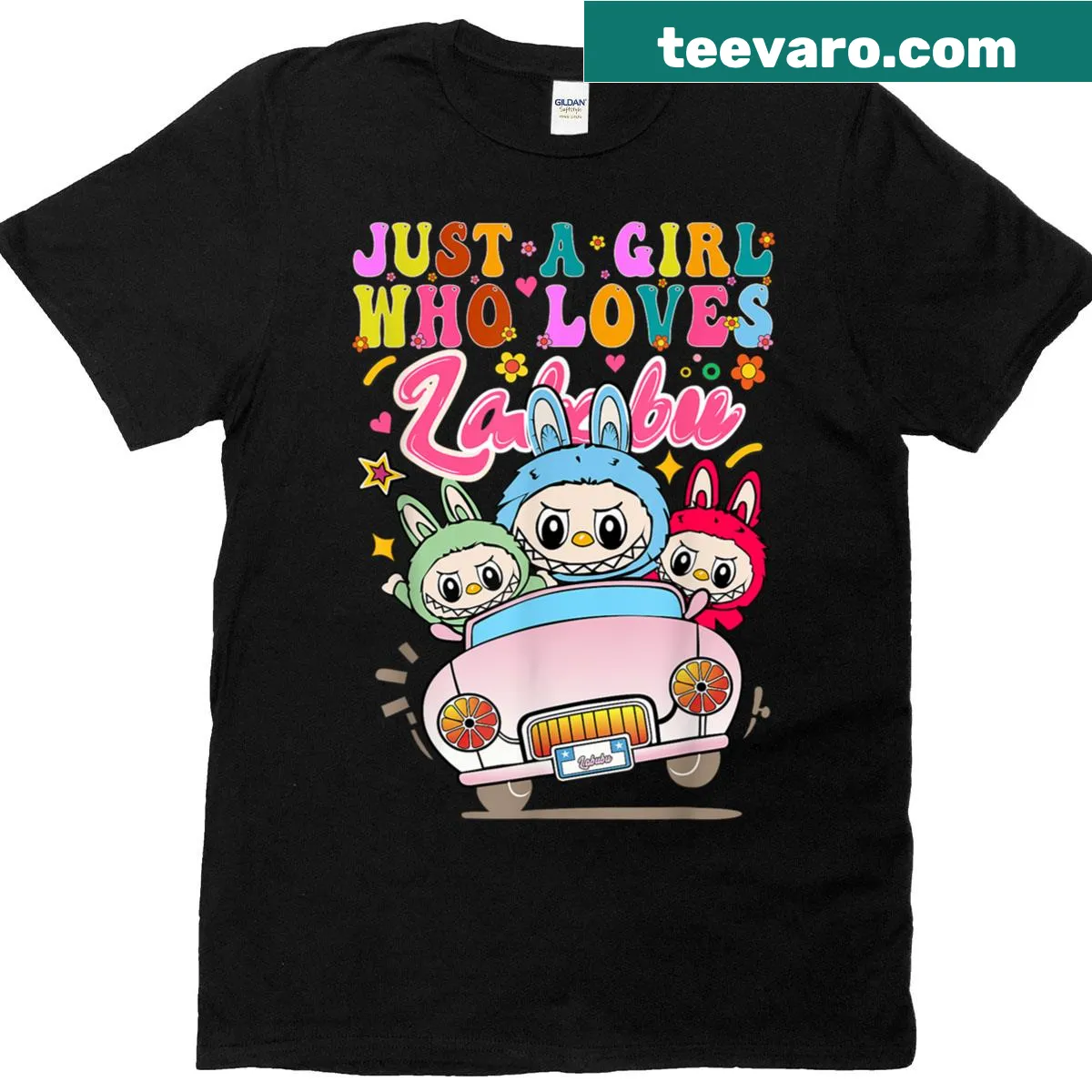 Cute Labubu character T-shirt for girls, women, and kids — on a men's t-shirt