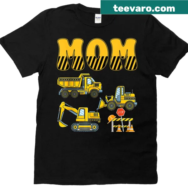 Cartoon excavator graphic with funny text for kids' construction theme