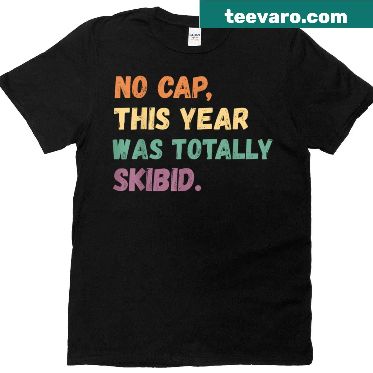 Humorous T-shirt with 'This Year Was Totally Skibidi' phrase — on a men's t-shirt