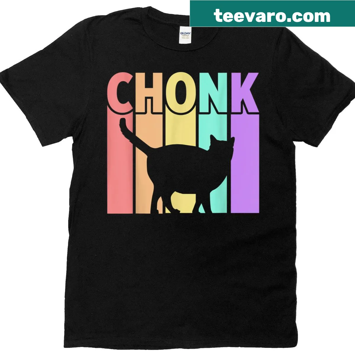 Retro distressed T-shirt with a playful chonk cat graphic — on a men's t-shirt