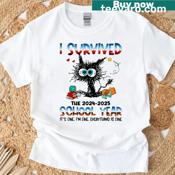 Graphic with 'I Survived Last Day Of The School Year 2025' text.