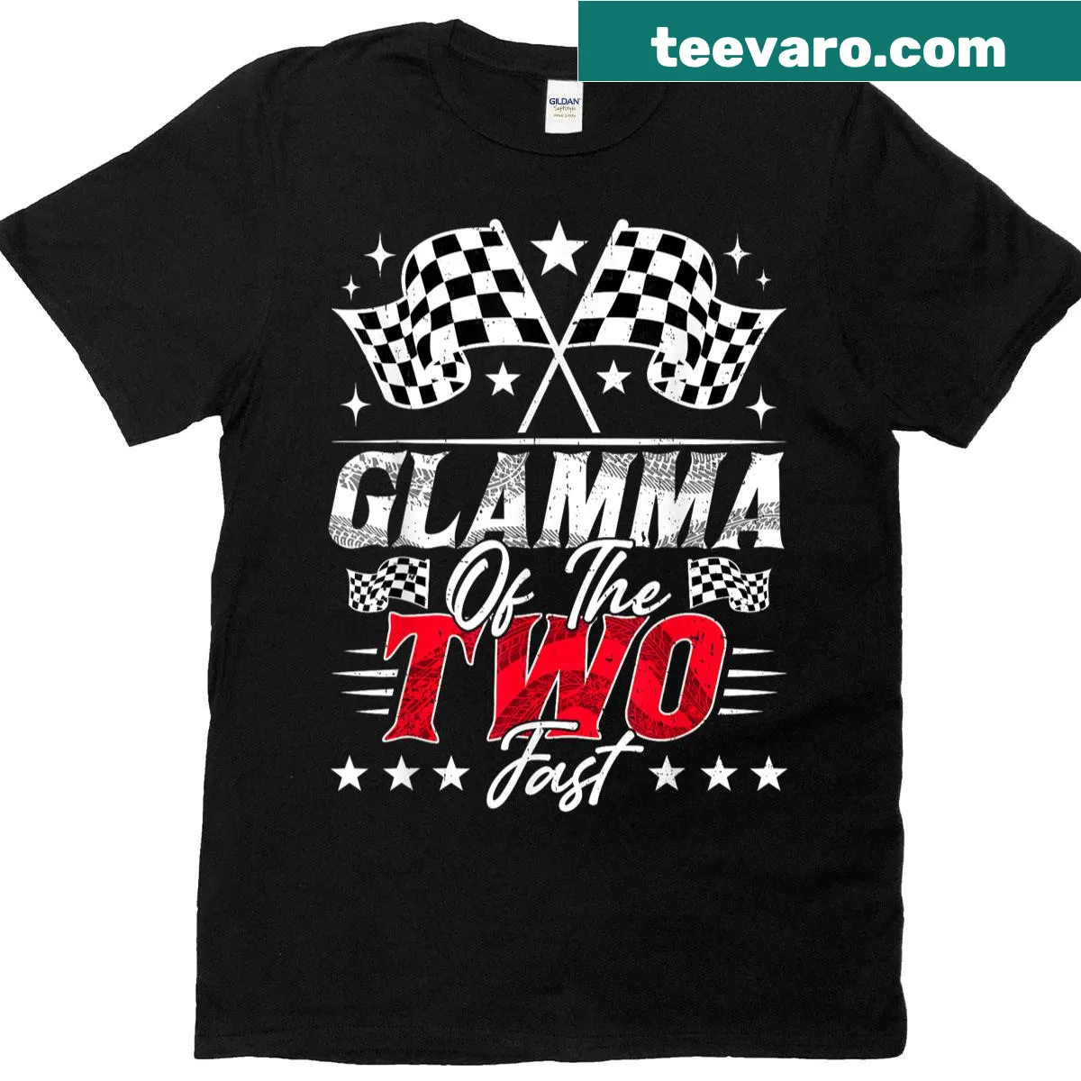 Birthday T-shirt for grandma with racing car design — on a men's t-shirt