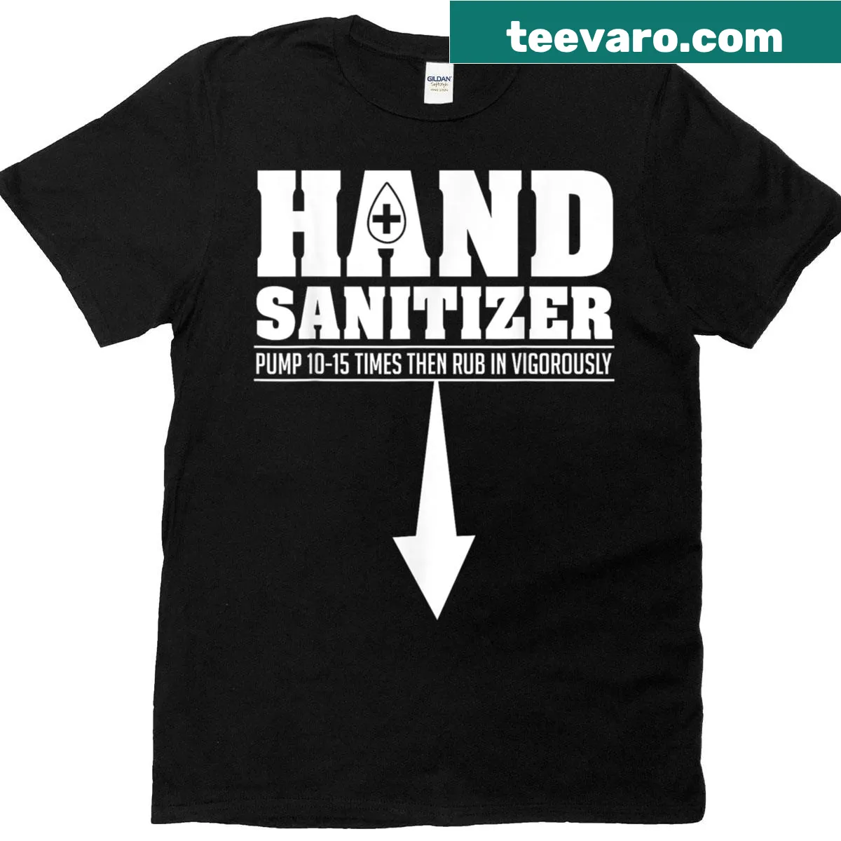 Funny T-shirt with sarcastic hand sanitizer humor — on a men's t-shirt